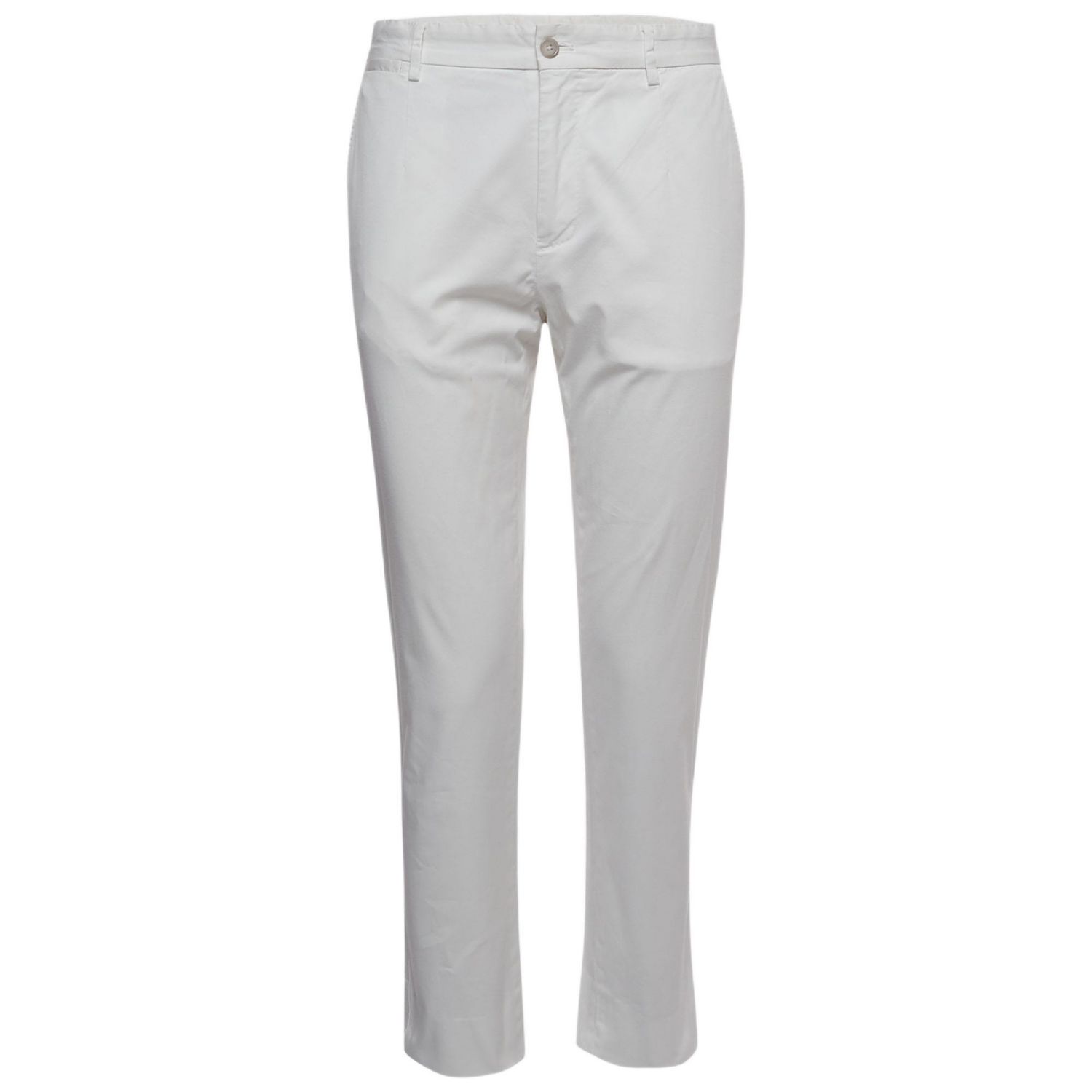 Women's White Cotton Straight Fit Trousers