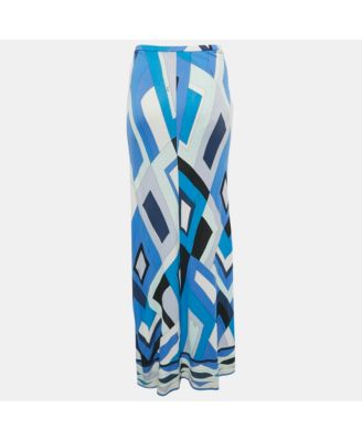 Women's Blue Printed Jersey Maxi Dress