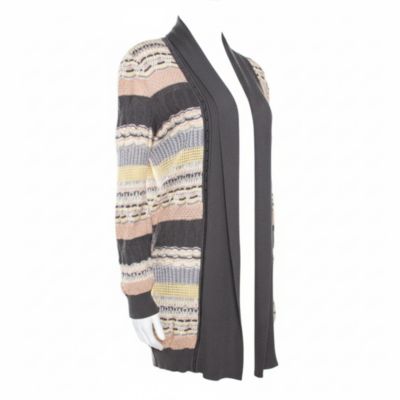 Women's Multicolor Jacquard Eyelet Knit Cardigan