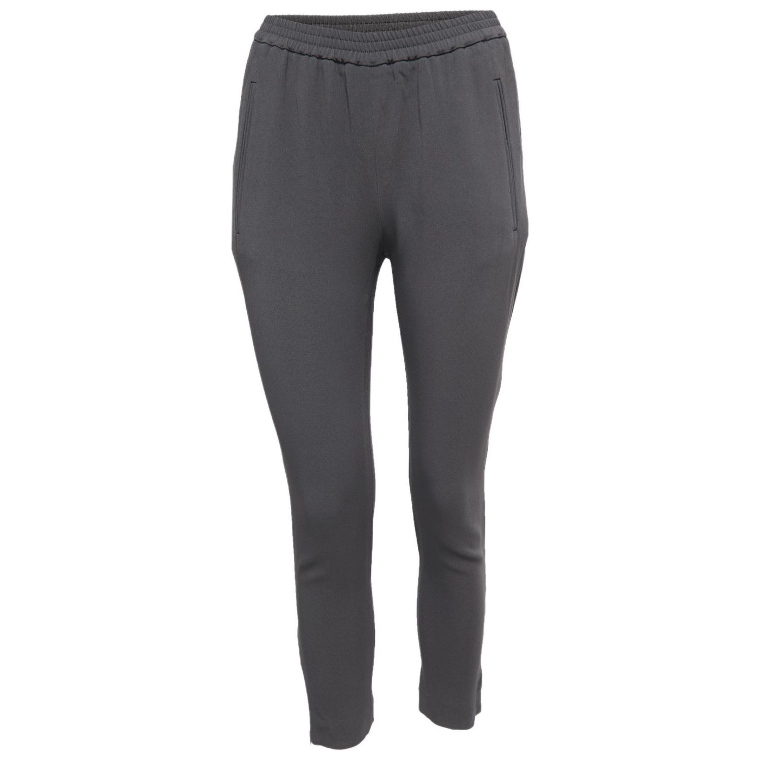 Women's Grey Crepe Tapered Leg Pants