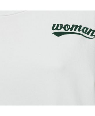 Women's White Logo Embroidered Cotton Hoodie
