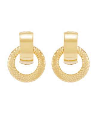 Polished Door Knocker Drop Earrings in 14k Yellow Gold