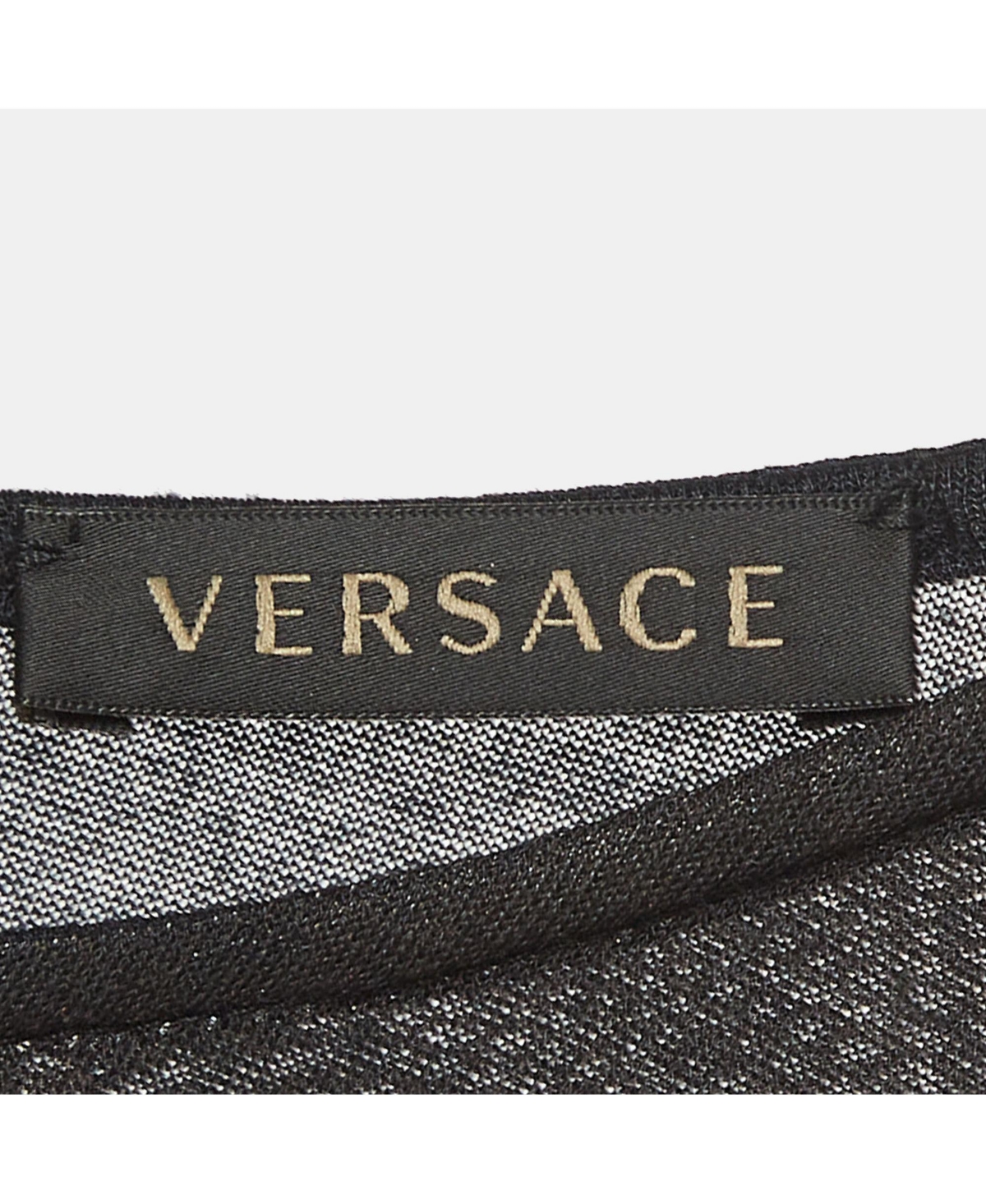 Pre-Owned Versace Women's Black Printed Jersey Loose Fit Tank Top