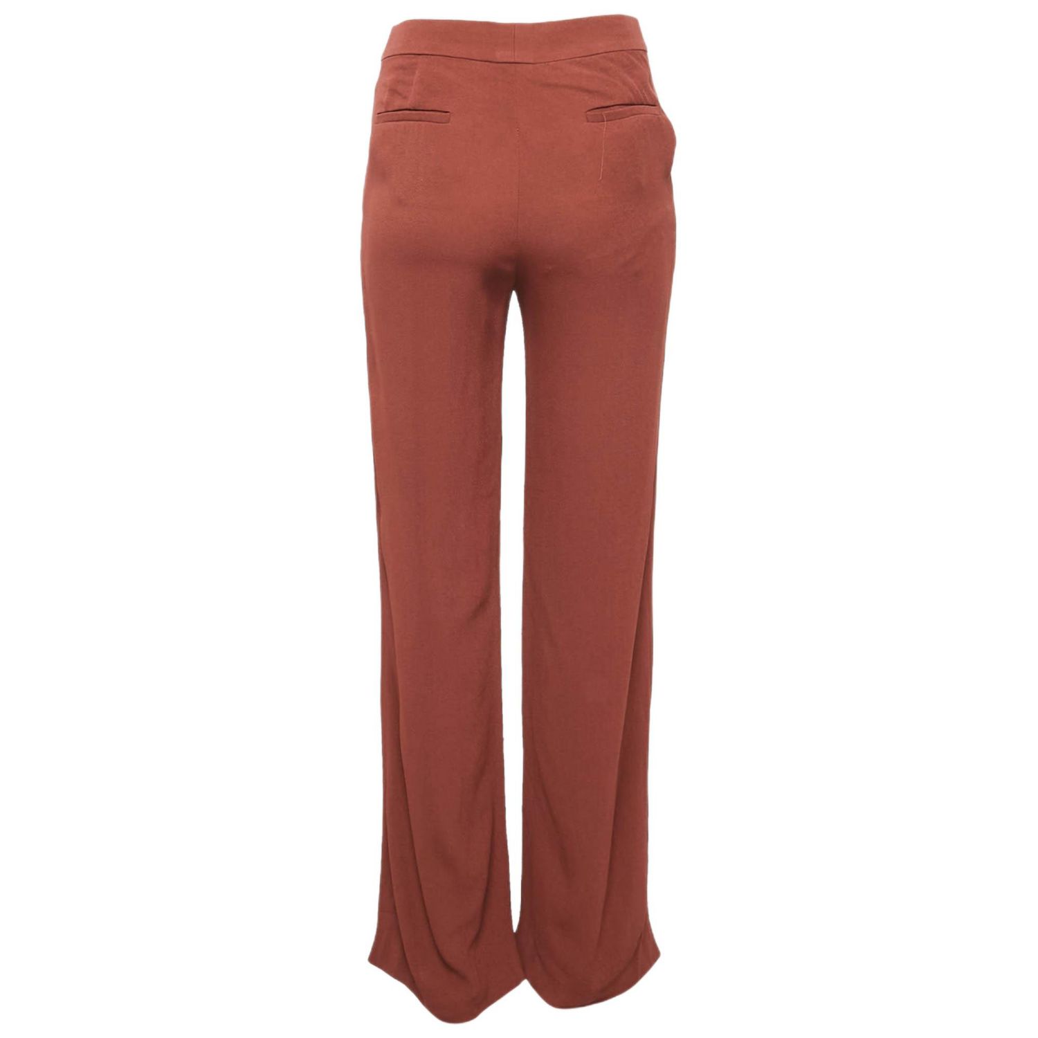 Women's Brown Crepe Wide Leg Trousers