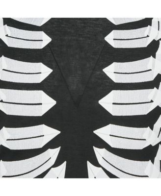 Women's Black Ribcage Print Cotton T-Shirt