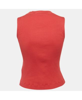 Women's Red Rib Knit Monili Detail Tank Top