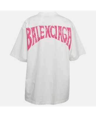 Women's White Printed Cotton Crew Neck Oversized T-Shirt