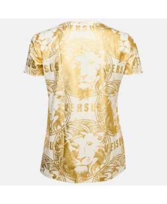 Women's Pre-Owned Versus Versace White Gold Print Cotton Crew Neck T-Shirt