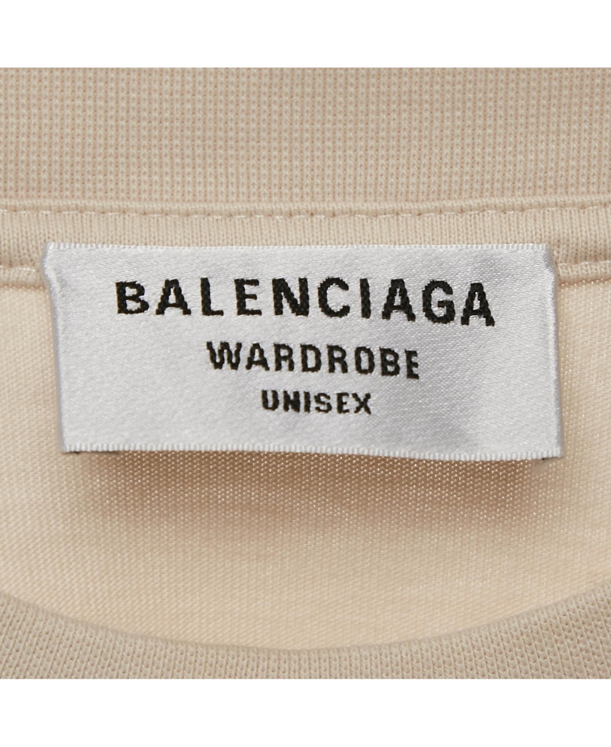 Pre-Owned Balenciaga Men's Beige Logo Print Jersey T-Shirt