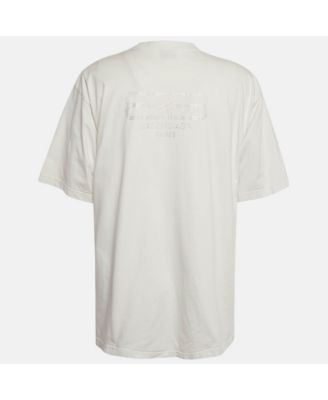 Men's White Logo Embellished Cotton T-Shirt