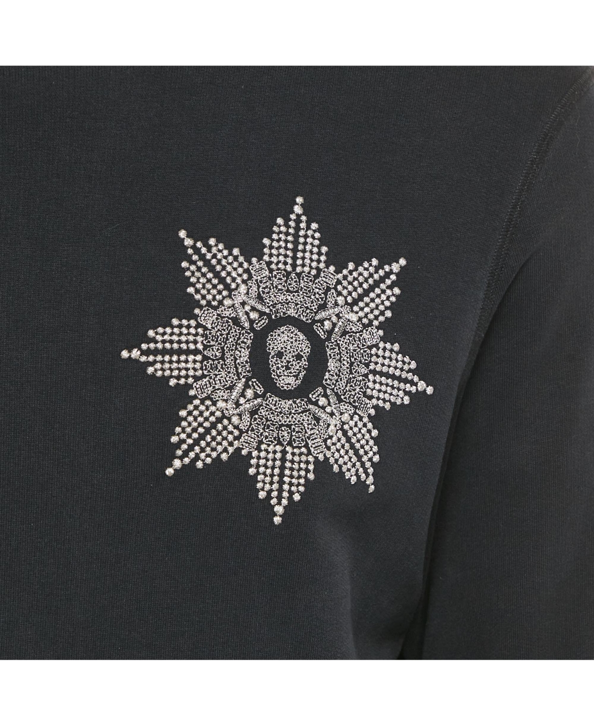 Pre-Owned Alexander Mcqueen Women's Black Embroidered Cotton Crewneck Sweatshirt