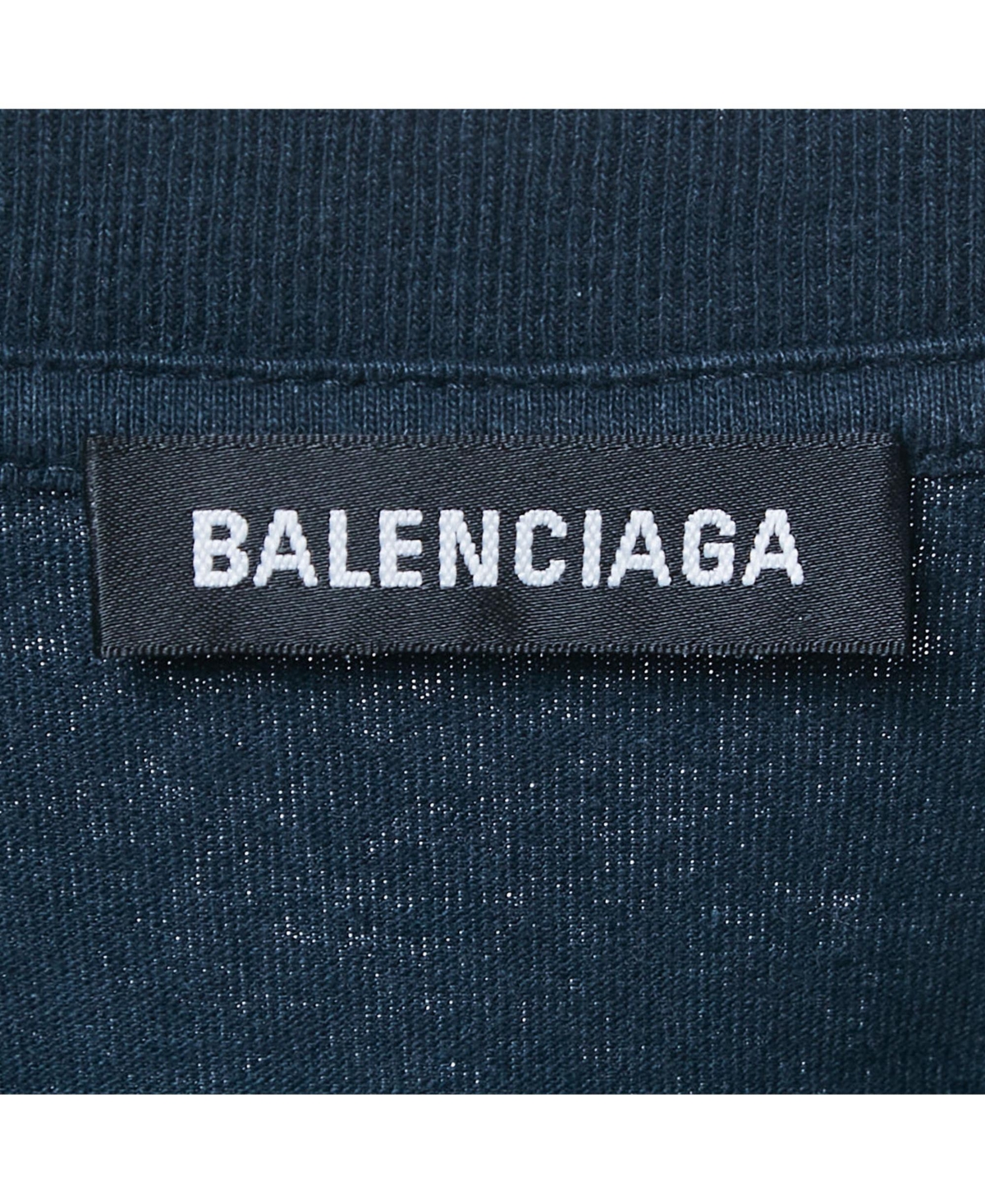 Pre-Owned Balenciaga Men's Navy Blue Logo Embroidered Cotton T-Shirt
