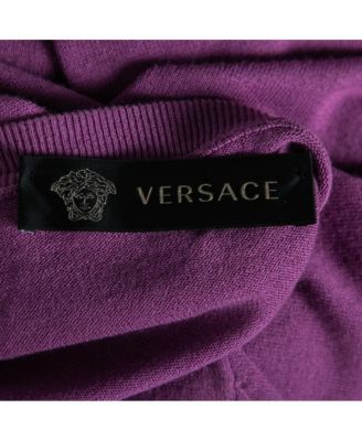 Women's Purple Knit Greca Detailed Long Sleeve Sweater