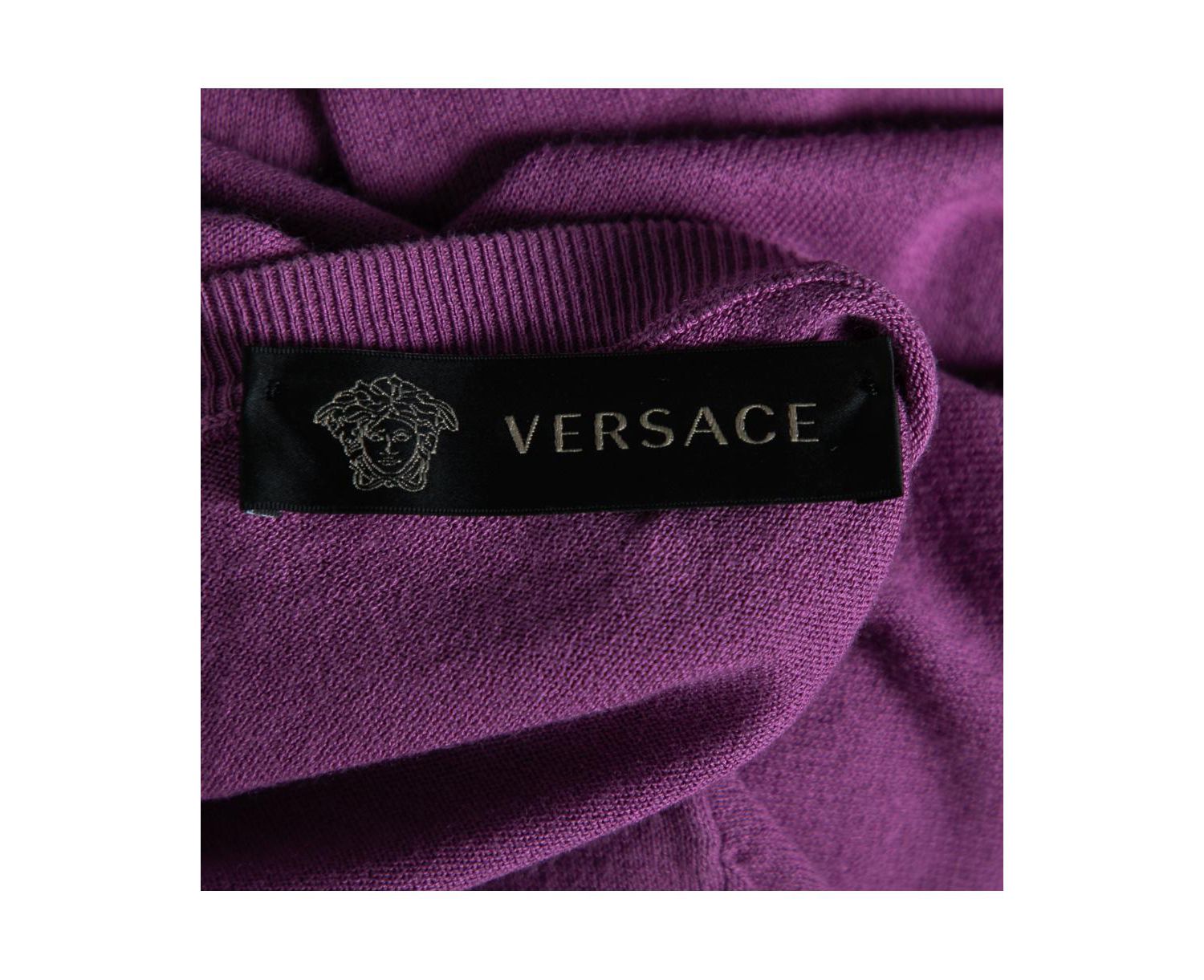 Women's Purple Knit Greca Detailed Long Sleeve Sweater