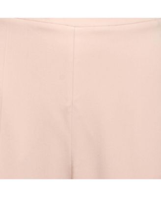 Women's Light Pink Crepe Rib Knit Trimmed Pants