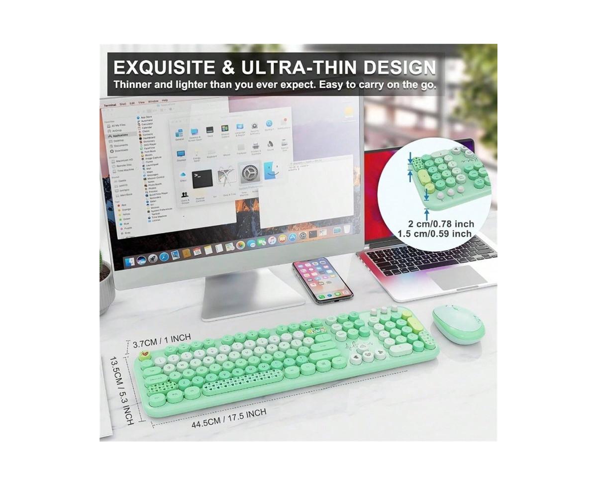 Risokeys Colorful Round Keycap 2.4G Wireless Keyboard & Mouse Combo