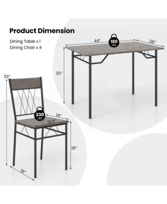 5PCS Dining Table Set for 4 Rectangular Kitchen Table & 4 Chairs with Metal Frame Cement