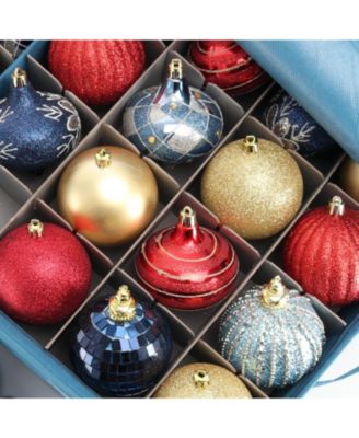 Christmas Ornament Storage Box With 4 Inner Tray Dividers - Non-Woven Ornament Storage Container For 64 Holiday Ornaments or Decorations