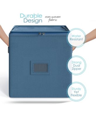 Christmas Ornament Storage Box With 4 Inner Tray Dividers - Non-Woven Ornament Storage Container For 64 Holiday Ornaments or Decorations - 2 Pack