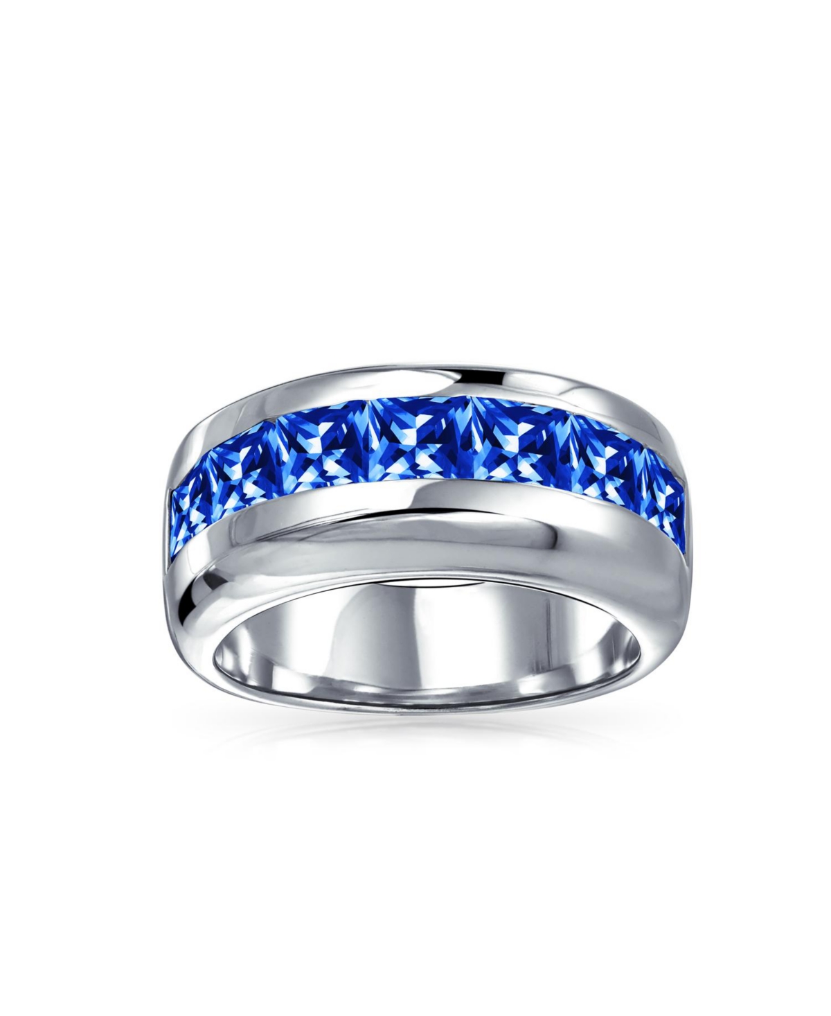 Bling Jewelry Channel Set Cubic Zirconia Cz Invisible Cut Half Eternity Band Sterling Silver 9MM