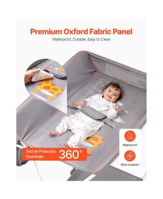 Foldable Baby Changing Table with Wheels and Side Basket