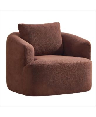 Boyelliving Mid-Century Modern Accent Chair, Armchair Living Room Chair, Comfy Single Sofa Chair, Polyester Fabric Chair for Living Room