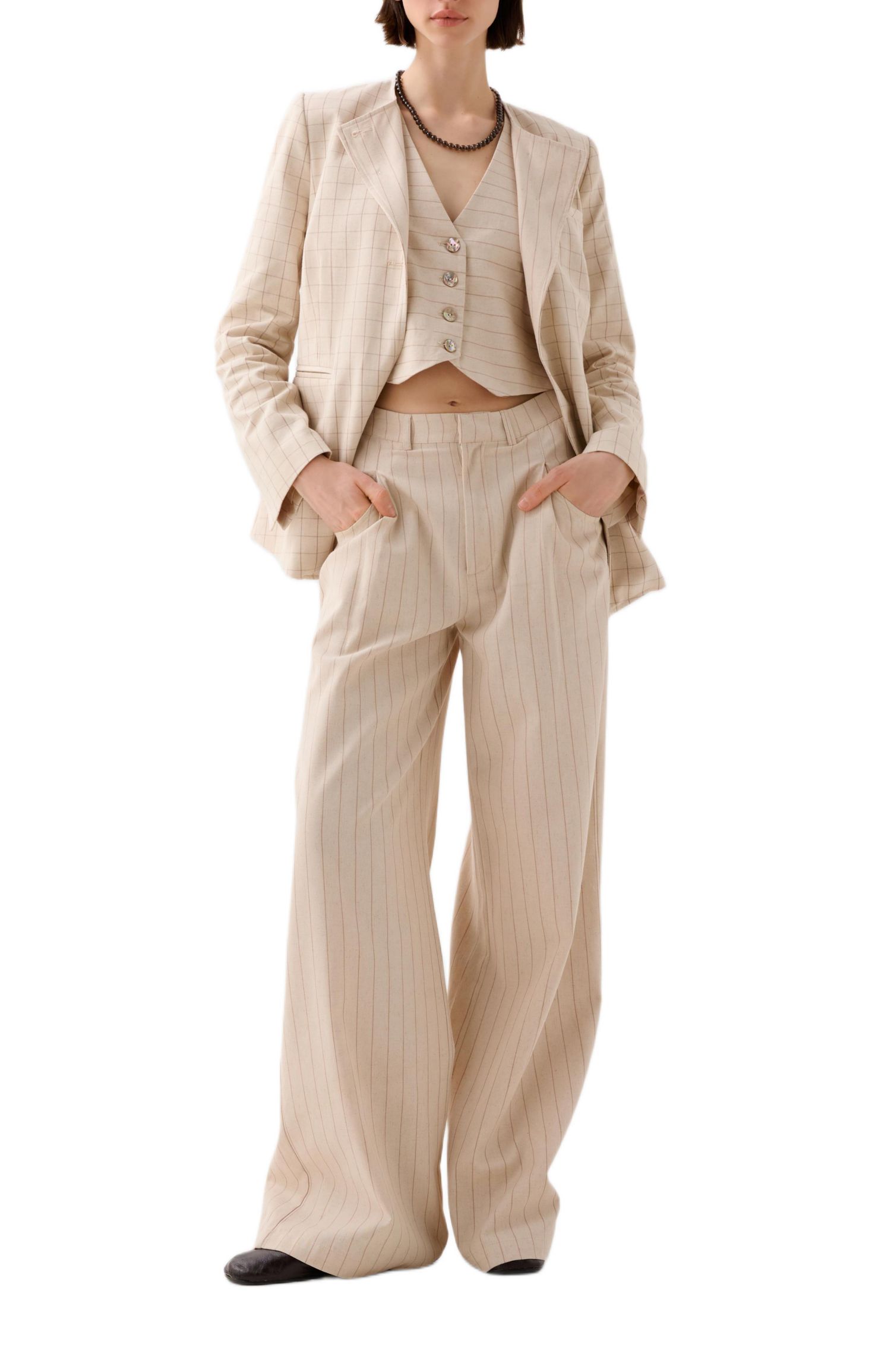 Women's Stripes Check Blazer