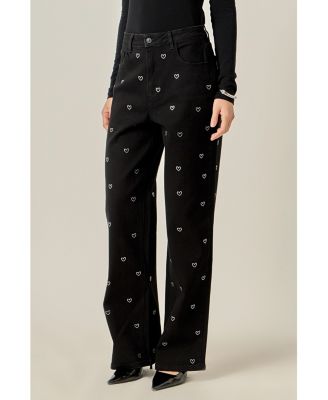 Women's Rhinestone Heart Jeans