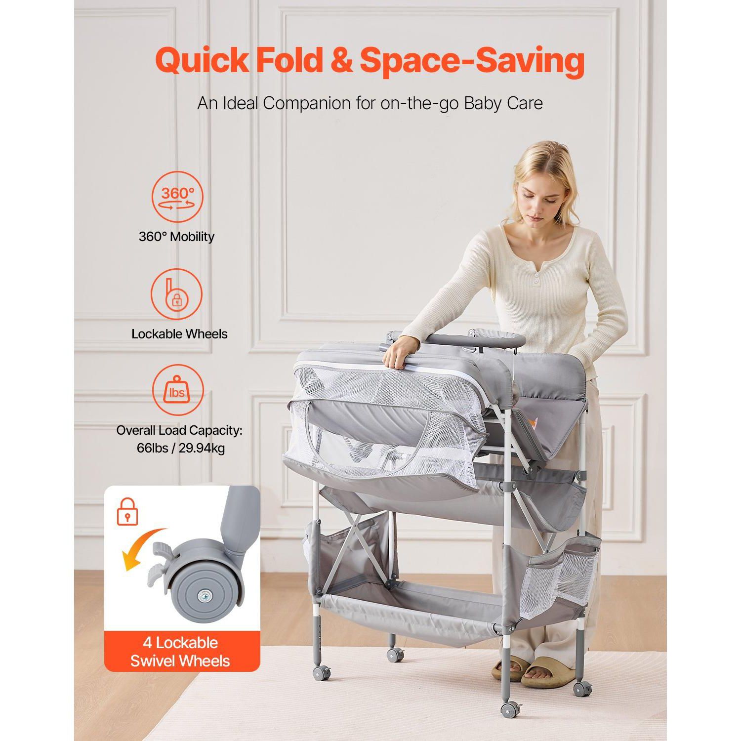 Foldable Baby Diaper Changing Station with Storage Drawers