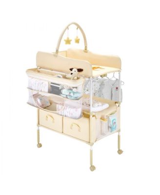 Foldable Baby Diaper Changing Station with Storage Drawers