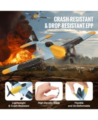 RC Plane, 2.4GHz 3-Channel Fighter Airplane with 6-Axis Gyro, 2 Batteries, Ready-to-Fly Glider for Adults & Kids Beginners