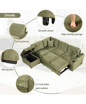 84.75" Sleeper Sofa Bed,2 in 1 Pull Out sofa bed L Shape Couch with Storage Ottoman for Living Room,Bedroom Couch and Small Apartment