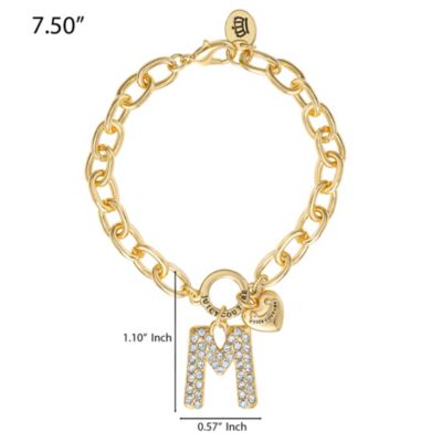 Pave Initial Charm Bracelet - 7.5'' Gold Tone Link