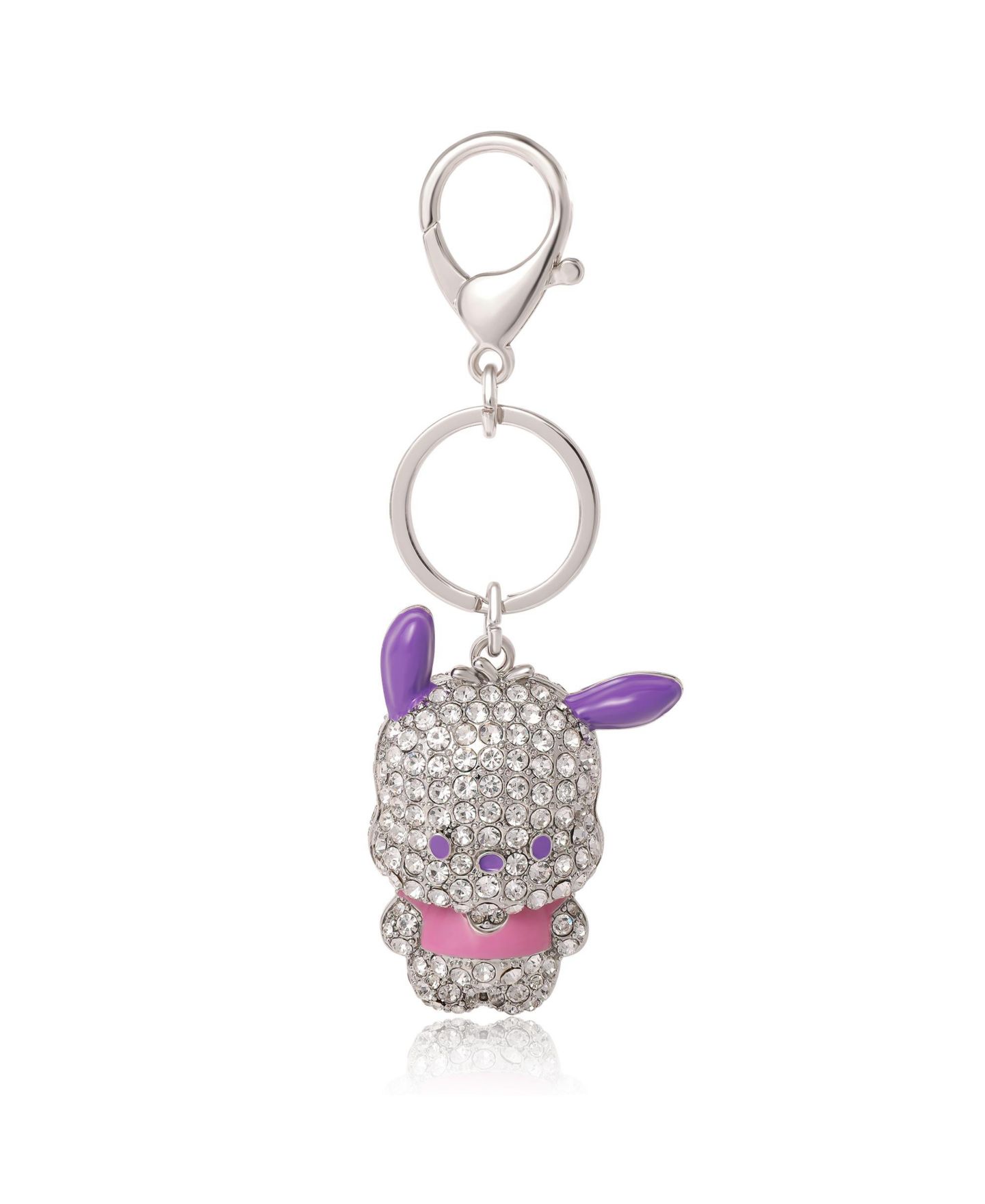 Брелок Hello Kitty Pochacco Pave Keychain Bag Charm - Officially Licensed Sanrio, цвет: Серебряный — фото 1