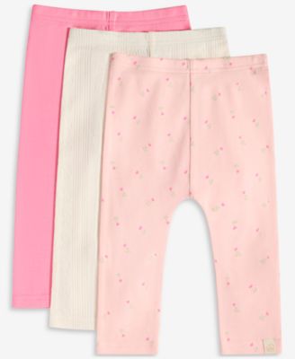 Baby Girls' In The Garden Cotton Pants, 3-Pack