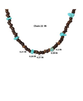 Men s Wood & Turquoise Beaded 22'' Necklace, Heishi and Turquoise Beads