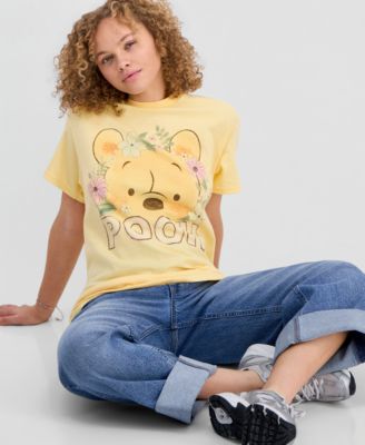Juniors' Pooh Flower Graphic-Print Cotton T-Shirt
