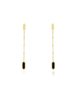 Onyx Hexagon Bead Drop Earrings
