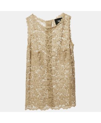 Women's Pre-Owned D&g Beige Lace Sleeveless Sheer Top