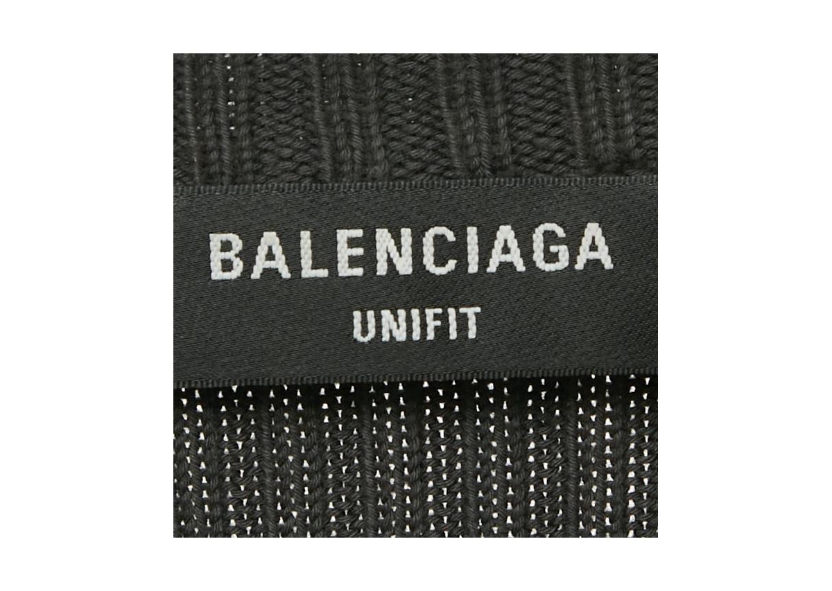 Pre-Owned Balenciaga Women's Grey Printed Rib Knit Oversized Sweater