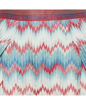 Women's Blue Chevron Pattern Knit Mini Skirt