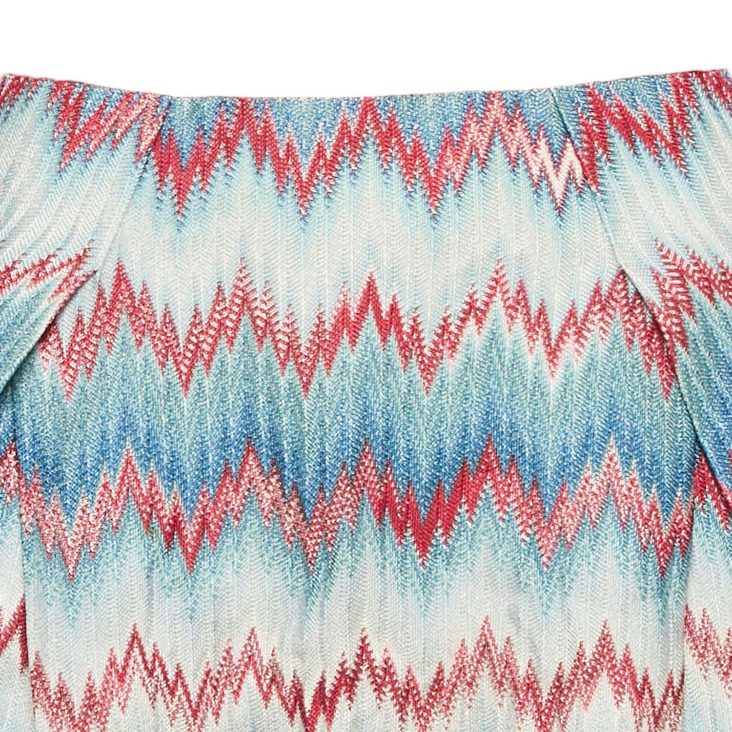 Women's Blue Chevron Pattern Knit Mini Skirt