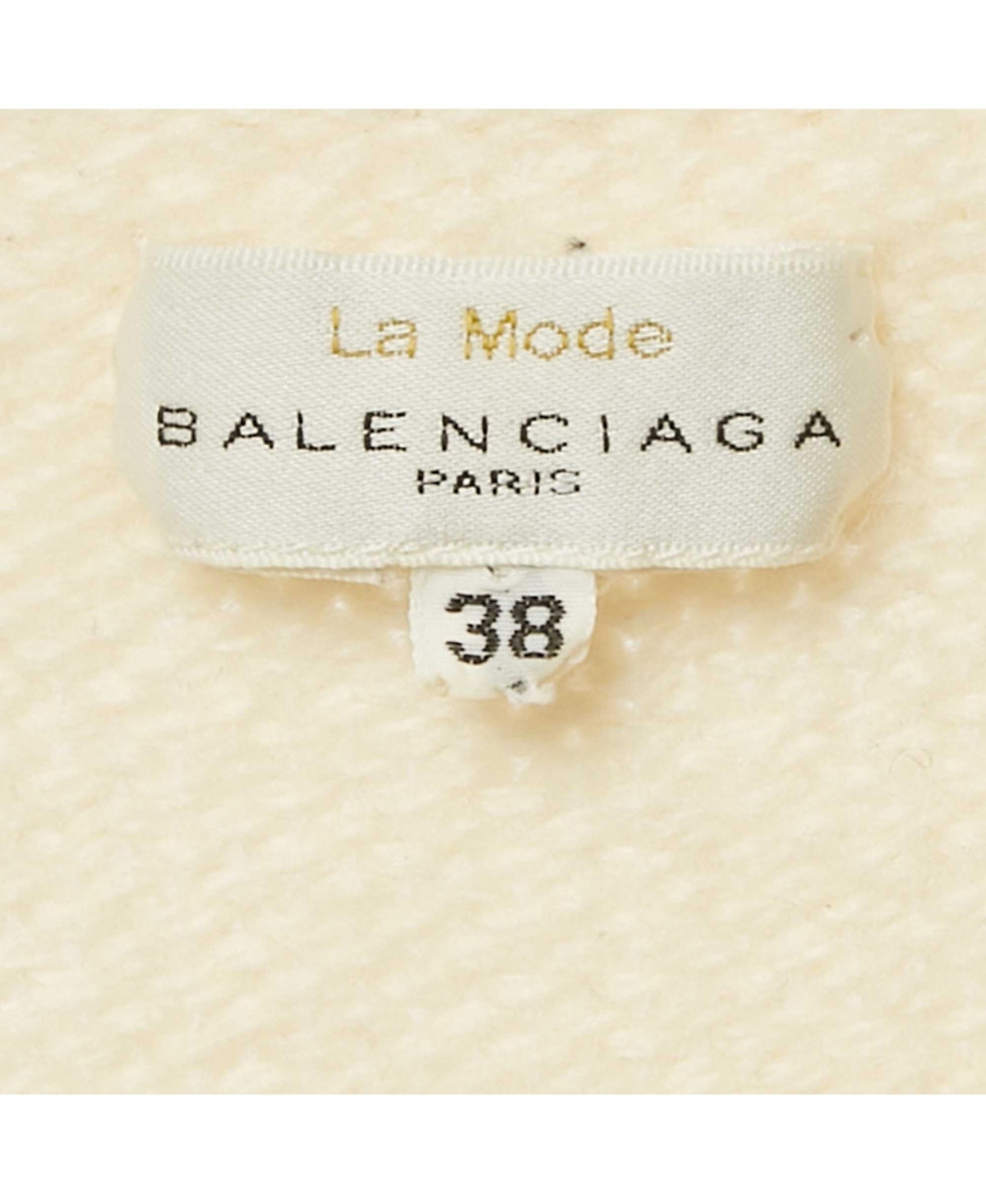 Pre-Owned Balenciaga Women's Vintage La Mode Cream Rib Knit V-Neck Sweater