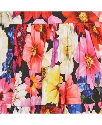 Women's Multicolor Garden Print Cotton Mini Skirt