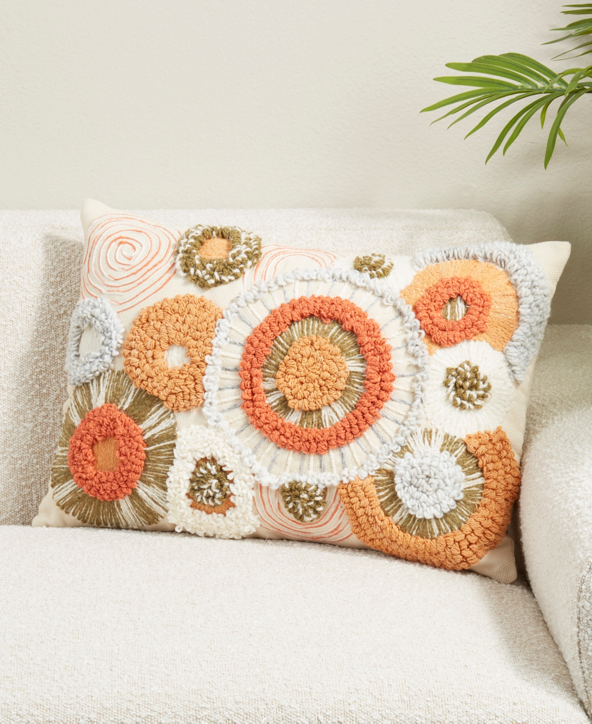 Saro Lifestyle Boho Circles Poly Filled Decorative Pillow, 16" x 24"