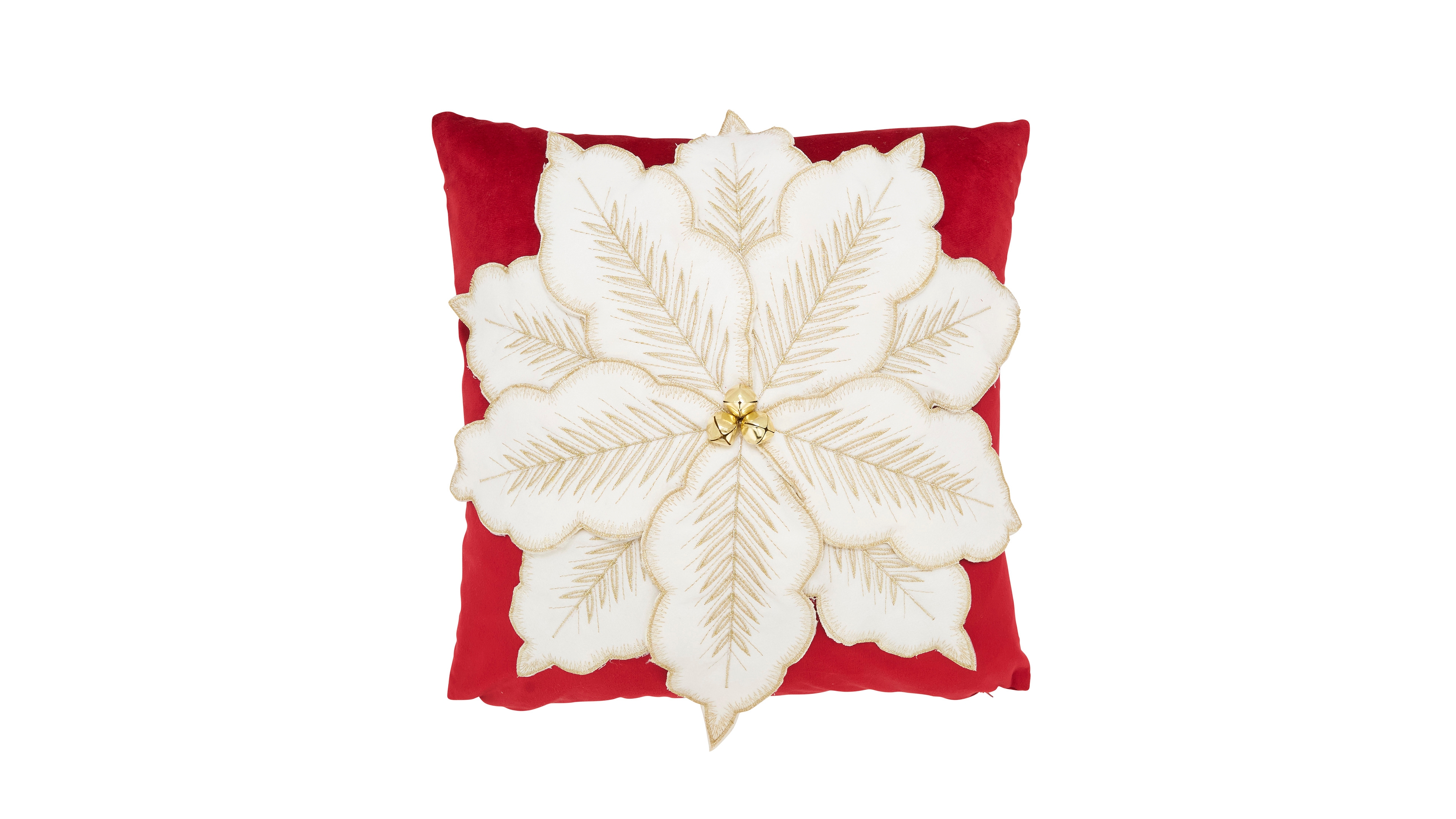 Saro Lifestyle Velvet Poinsettia Poly Filled Decorative Pillow, 16" x 16"