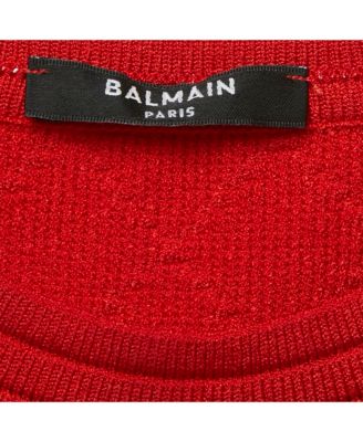 Women's Red Stretch Knit Button Detail Sweater