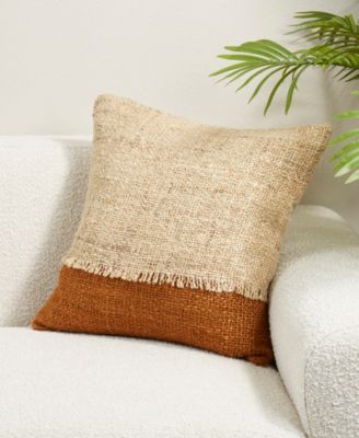 Two-Tone Fringe Poly Filled Decorative Pillow, 20" x 20"