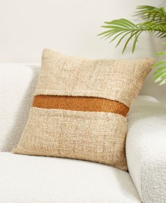 Banded Poly Filled Decorative Pillow, 20" x 20"