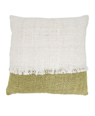 Two-Tone Fringe Poly Filled Decorative Pillow, 20" x 20"